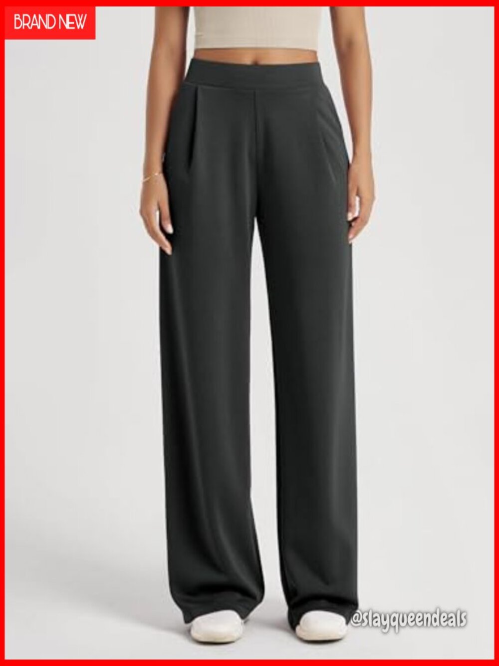 High Waist Wide Leg Pants with Pockets Modal Soft Relaxed - Picture 2 of 7